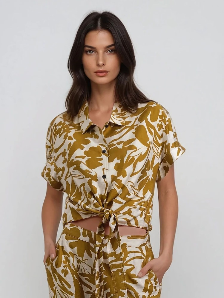 Religion Yellow Element Tie Front Shirt In Bright Floral Print - Image 1 of 6