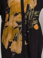Religion Yellow Jade Tunic Dress With Large Pink Floral Placement Print - Image 6 of 6