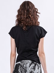 Religion Black Time 100% Cotton T-Shirt With Wrap Detail - Image 3 of 5