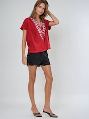 Religion Red Forever Top With Tie Dye 100% Cotton T-Shirt - Image 1 of 6