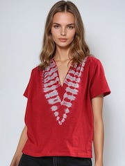 Religion Red Forever Top With Tie Dye 100% Cotton T-Shirt - Image 2 of 6