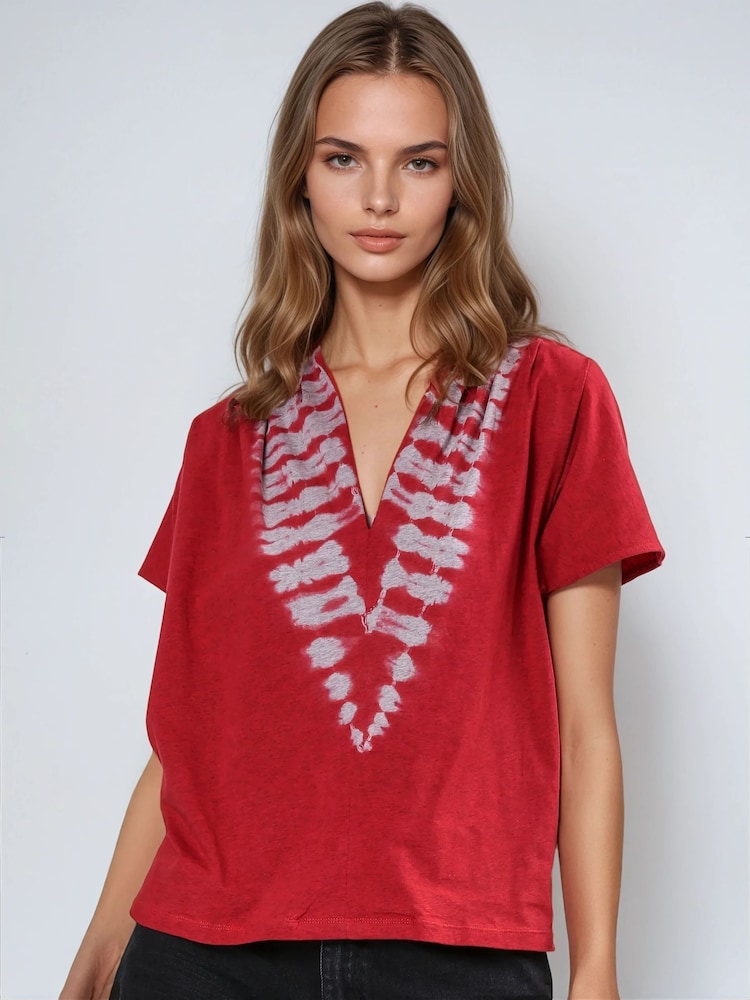 Religion Red Forever Top With Tie Dye 100% Cotton T-Shirt - Image 2 of 6