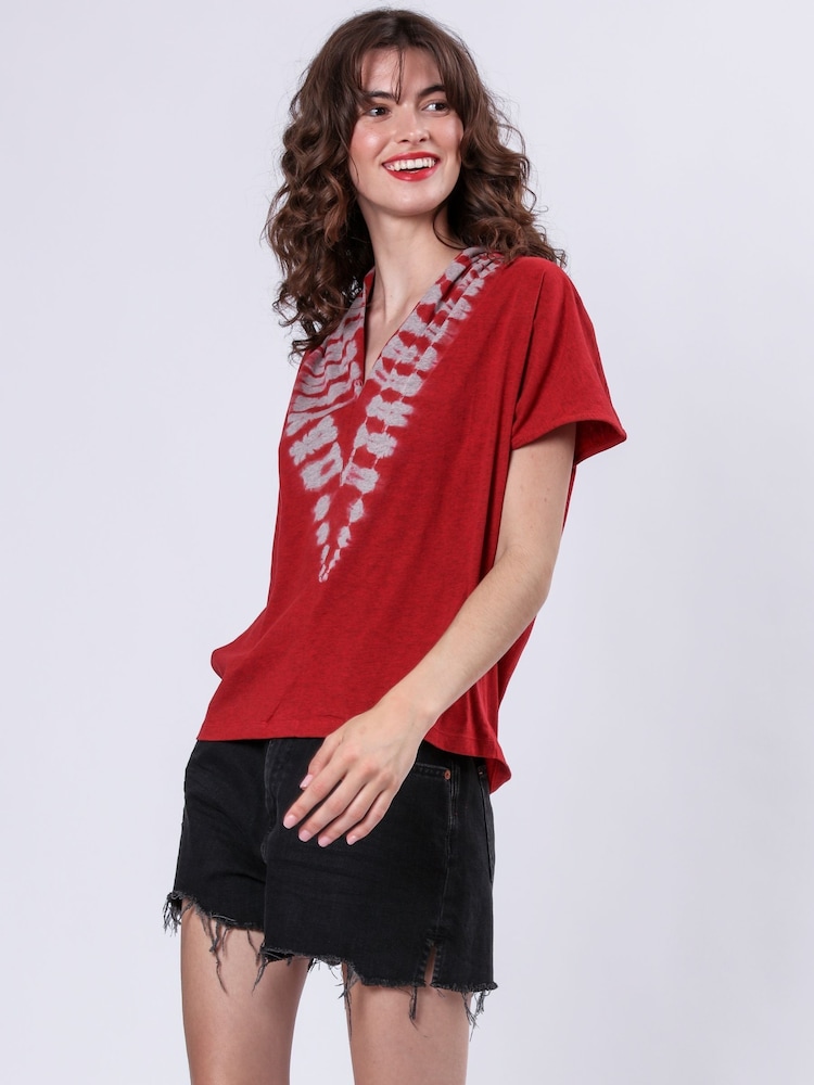 Religion Red Forever Top With Tie Dye 100% Cotton T-Shirt - Image 5 of 6