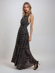 Religion Brown Gigi Maxi Dress With Open Back In Dark Tie Dye Print - Image 1 of 6
