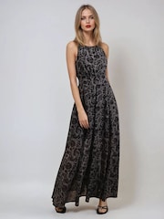 Religion Brown Gigi Maxi Dress With Open Back In Dark Tie Dye Print - Image 3 of 6