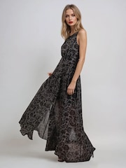 Religion Brown Gigi Maxi Dress With Open Back In Dark Tie Dye Print - Image 5 of 6