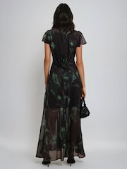 Religion Black Indium Maxi Dress With Button Thru Detail And Cap Sleeves - Image 3 of 6