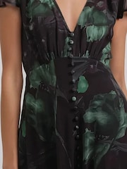 Religion Black Indium Maxi Dress With Button Thru Detail And Cap Sleeves - Image 5 of 6