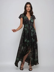 Religion Black Indium Maxi Dress With Button Thru Detail And Cap Sleeves - Image 6 of 6