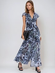 Religion Blue Indium Maxi Dress With Button Thru Detail And Cap Sleeves - Image 1 of 6