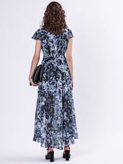 Religion Blue Indium Maxi Dress With Button Thru Detail And Cap Sleeves - Image 3 of 6