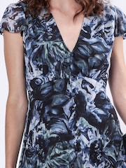 Religion Blue Indium Maxi Dress With Button Thru Detail And Cap Sleeves - Image 4 of 6