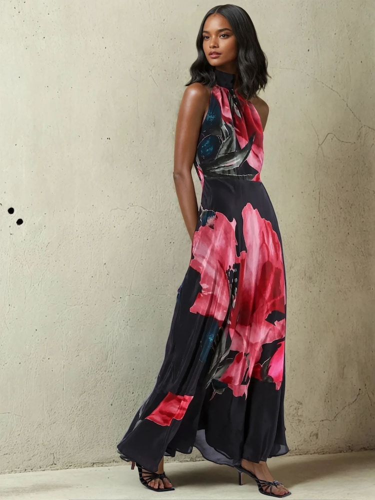 Religion Pink Valeria Column Maxi Dress With Large Floral Print - Image 1 of 6