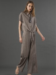 Religion Natural Element Tie Shirt In Linen Mix - Image 2 of 6
