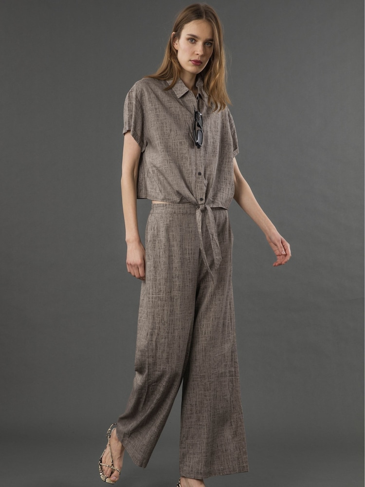 Religion Natural Element Tie Shirt In Linen Mix - Image 2 of 6