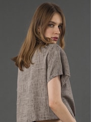 Religion Natural Element Tie Shirt In Linen Mix - Image 3 of 6