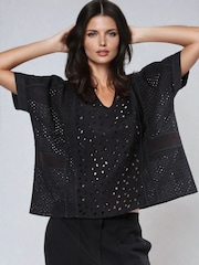 Religion Black Topaz Embroidery Anglais Blouse - Image 2 of 6