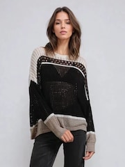 Religion Cream Ultimate Stripe Textured Jumper - Image 1 of 6
