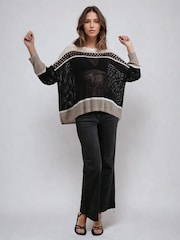 Religion Cream Ultimate Stripe Textured Jumper - Image 3 of 6