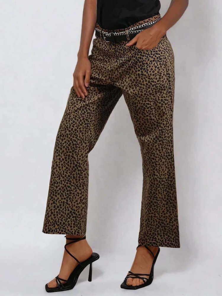 Religion Natural Maeva Leopard Prnt 100% Cotton Trousers - Image 1 of 6