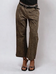 Religion Natural Maeva Leopard Prnt 100% Cotton Trousers - Image 2 of 6