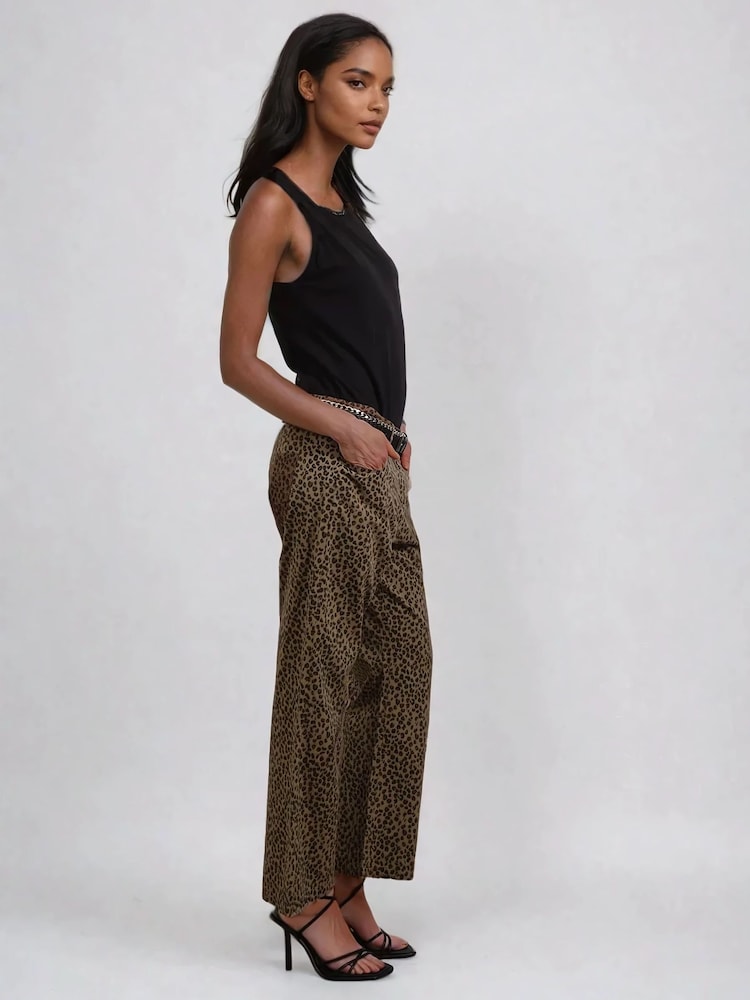Religion Natural Maeva Leopard Prnt 100% Cotton Trousers - Image 4 of 6