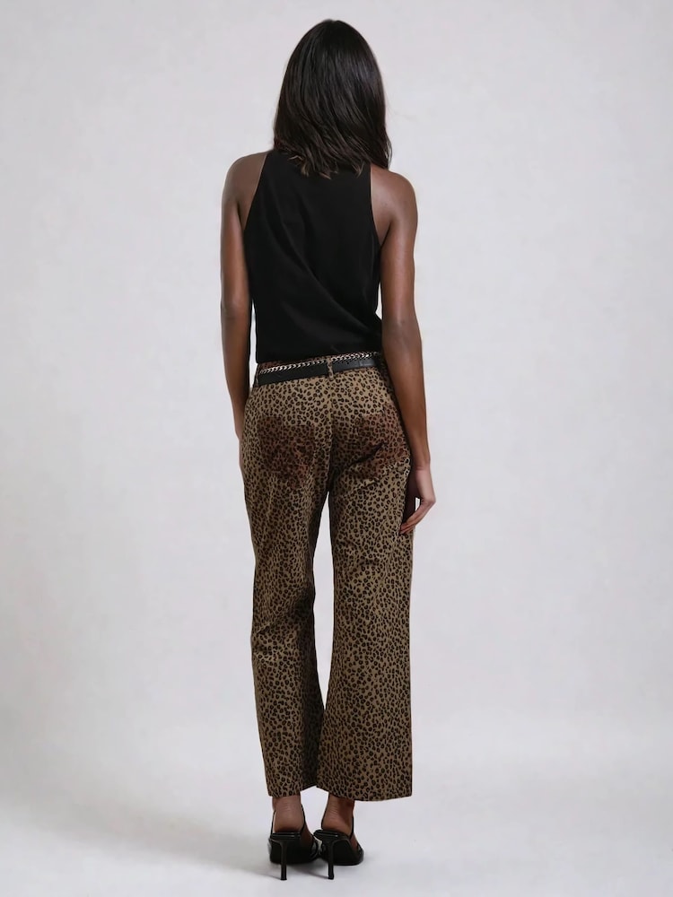 Religion Natural Maeva Leopard Prnt 100% Cotton Trousers - Image 5 of 6