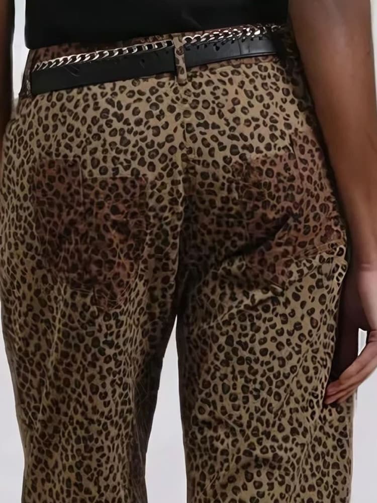 Religion Natural Maeva Leopard Prnt 100% Cotton Trousers - Image 6 of 6