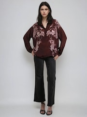 Religion Brown Inversion Lux Shirt In Chocolate Placement Print - Image 2 of 6