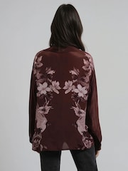 Religion Brown Inversion Lux Shirt In Chocolate Placement Print - Image 3 of 6
