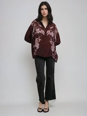 Religion Brown Inversion Lux Shirt In Chocolate Placement Print - Image 5 of 6