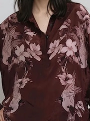 Religion Brown Inversion Lux Shirt In Chocolate Placement Print - Image 6 of 6