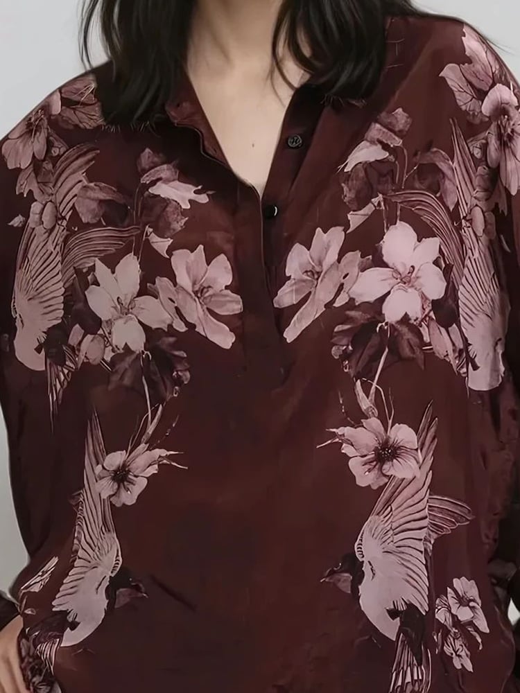 Religion Brown Inversion Lux Shirt In Chocolate Placement Print - Image 6 of 6