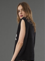 Religion Black Rebel Knitted Slogan Tank Jumper - Image 5 of 5