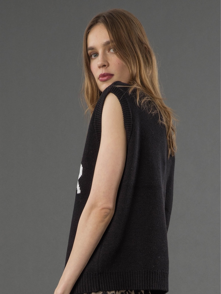 Religion Black Rebel Knitted Slogan Tank Jumper - Image 5 of 5