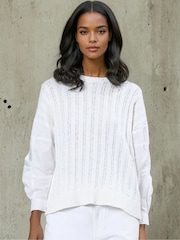 Religion White Extreme Jumper With 100% Cotton Shirt Sleeves - Image 1 of 6