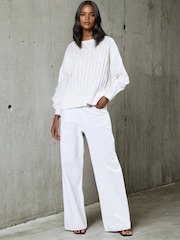 Religion White Extreme Jumper With 100% Cotton Shirt Sleeves - Image 3 of 6