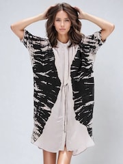 Religion Natural Jade Tunic Dress With Tie Dye Design And Drawstring - Image 2 of 6