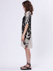 Religion Natural Jade Tunic Dress With Tie Dye Design And Drawstring - Image 4 of 6