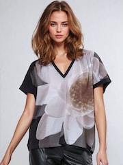 Religion Cloak Top With Large Floral Placement Print - Image 1 of 6