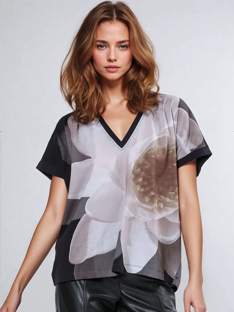 Religion Cloak Top With Large Floral Placement Print - Image 1 of 6