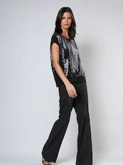 Religion Black Vibrant Knitted Top With Sequin Panels - Image 5 of 6