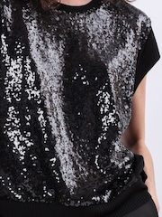 Religion Black Vibrant Knitted Top With Sequin Panels - Image 6 of 6