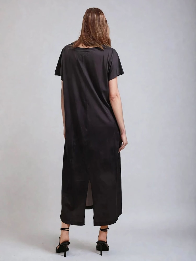 Religion Black Cloak Maxi T-Shirt Dress With Vintage Rose Graphic - Image 5 of 6