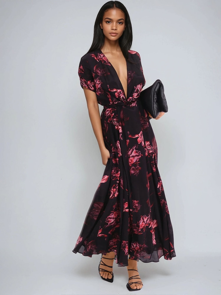 Religion Fade Maxi 2 Way Wrap Dress In Dark Floral - Image 1 of 6