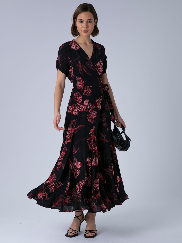 Noir - Robe Maxi portefeuille Religion Solstice à pois, coloris Porto – 2-en-1 Style - Image 2 de 6 Noir - Robe Maxi portefeuille Religion Solstice à pois, coloris Porto – 2-en-1 Style - Image 2 de 6