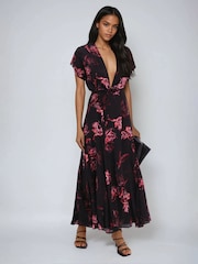 Religion Fade Maxi 2 Way Wrap Dress In Dark Floral - Image 4 of 6
