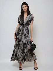 Religion Black Palm Maxi 2 Way Wrap Dress In Metallic Print - Image 2 of 6