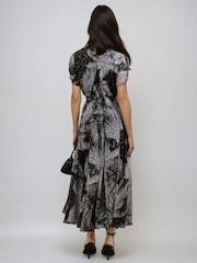 Religion Black Palm Maxi 2 Way Wrap Dress In Metallic Print - Image 3 of 6