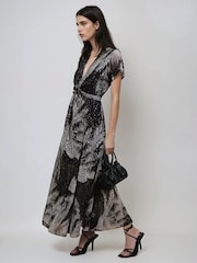 Religion Black Palm Maxi 2 Way Wrap Dress In Metallic Print - Image 4 of 6